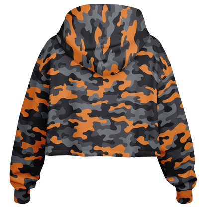 Cropped Hoodie | Military Orange, Gray & Black