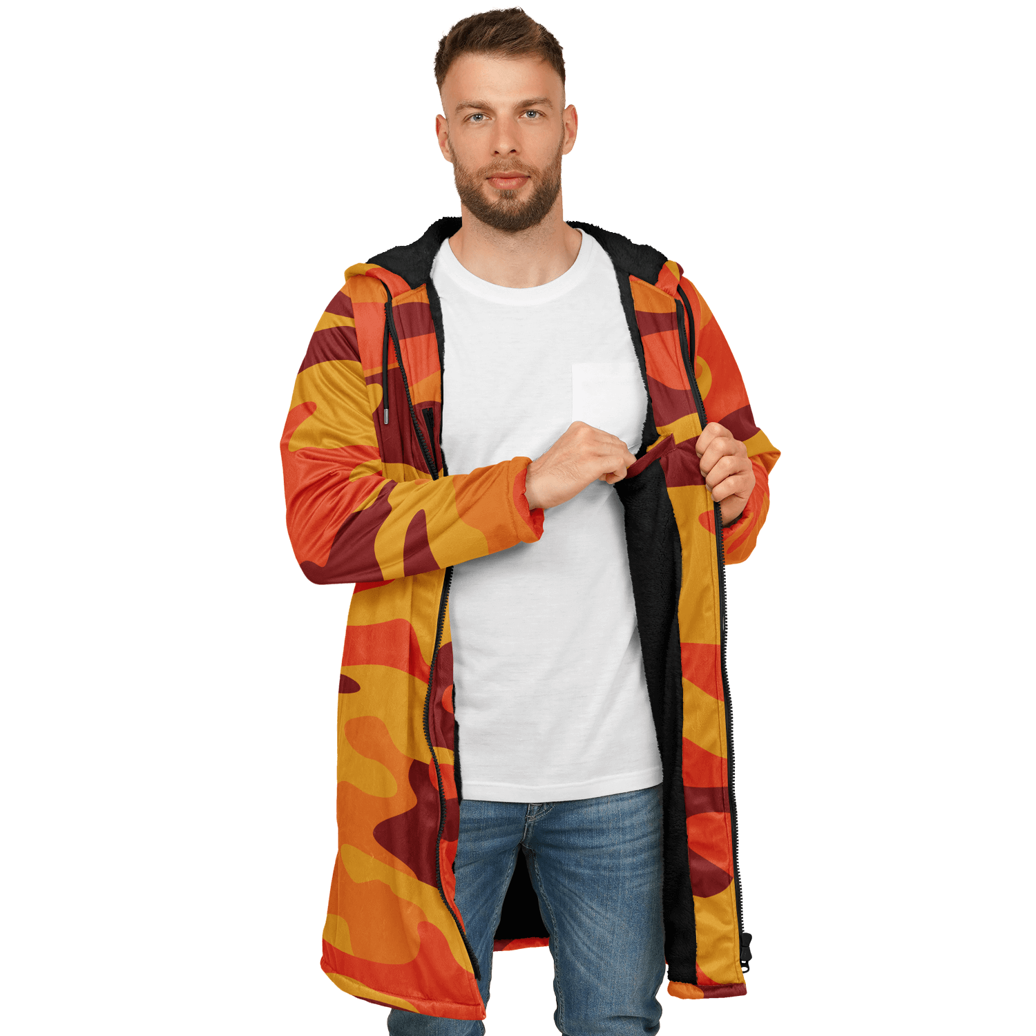 Orange & red Camo Cloak With a Zipper