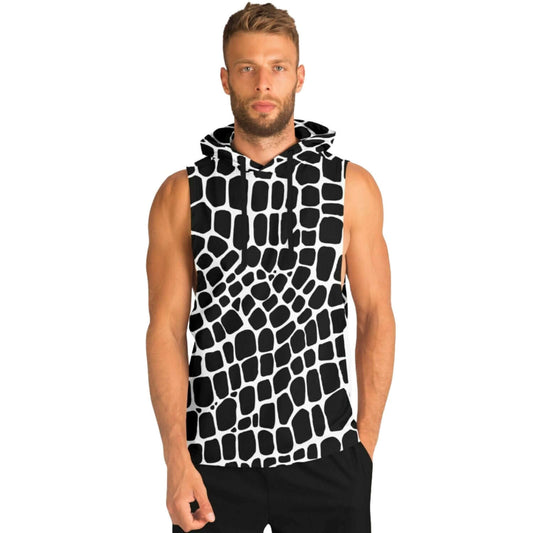 Snake Sleeveless Hoodie For Men | Black & White