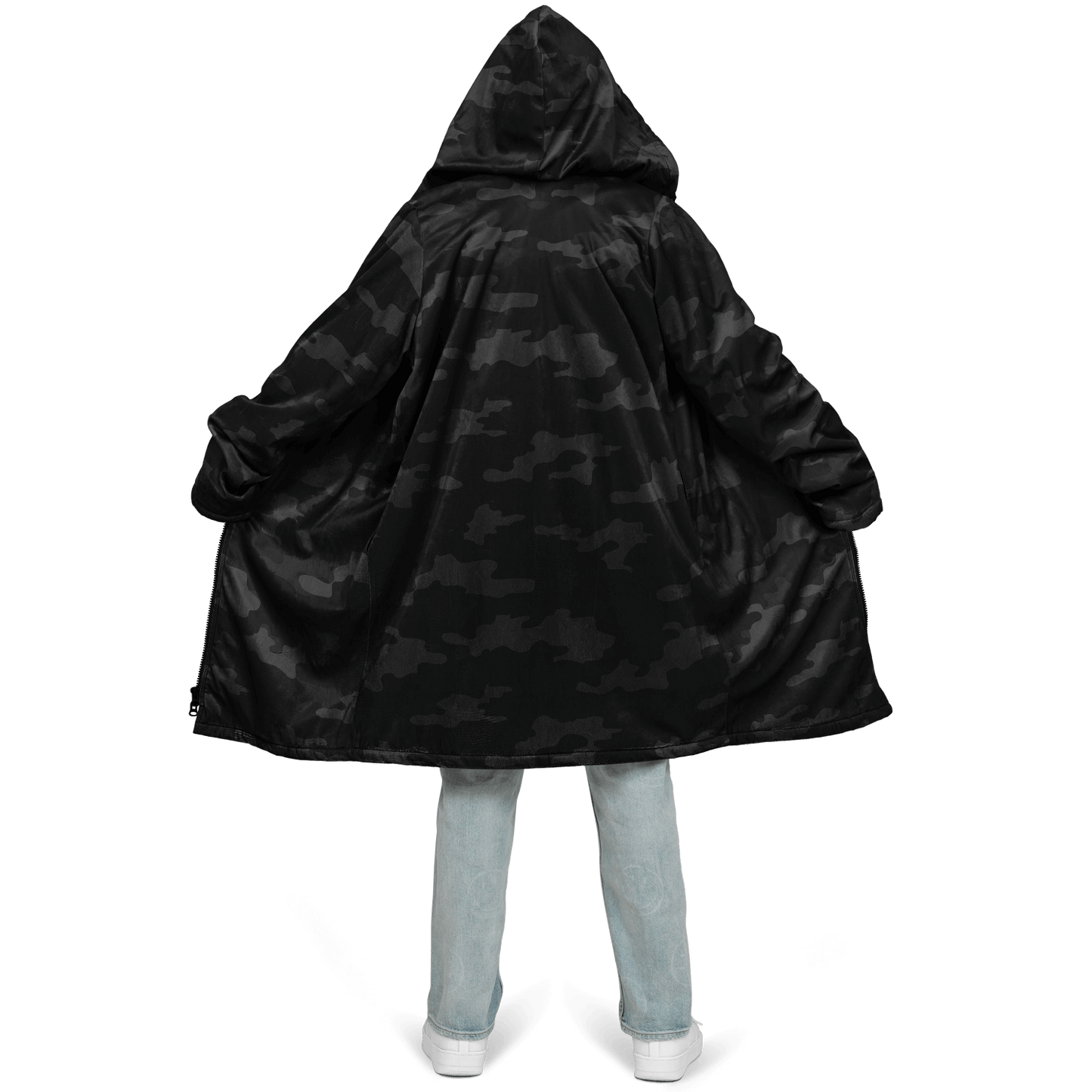 Army Black Camo Cloak With a Zipper