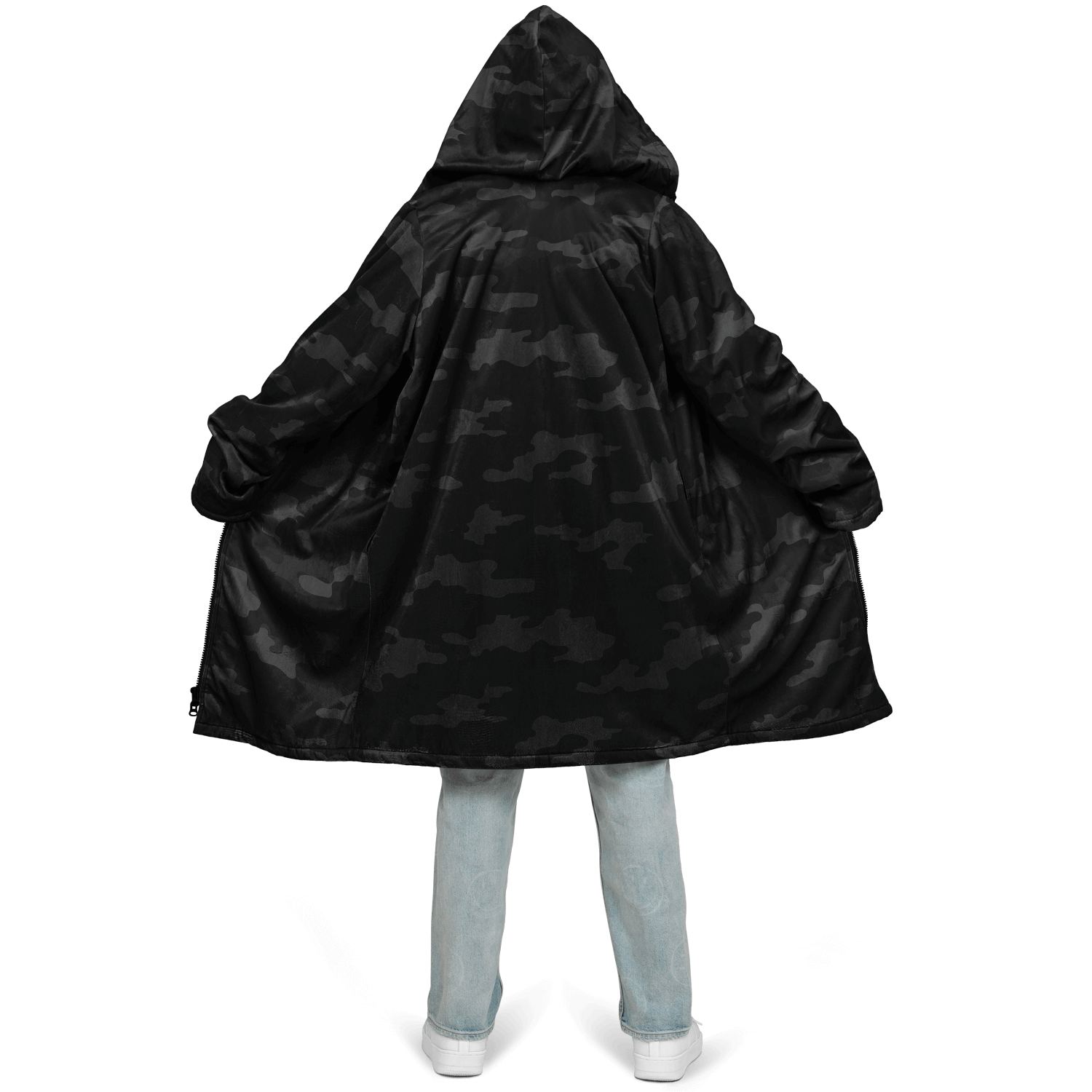 Army Black Camo Cloak With a Zipper