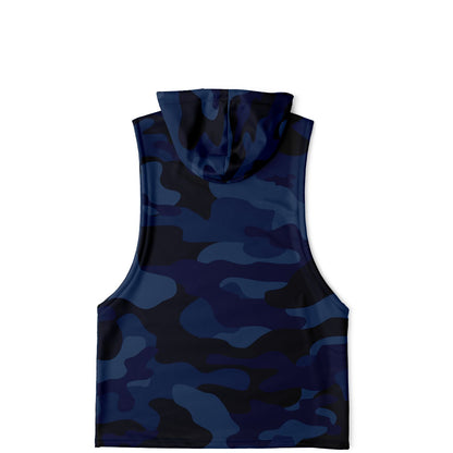 Deep Blue Camouflage Sleeveless Hoodie