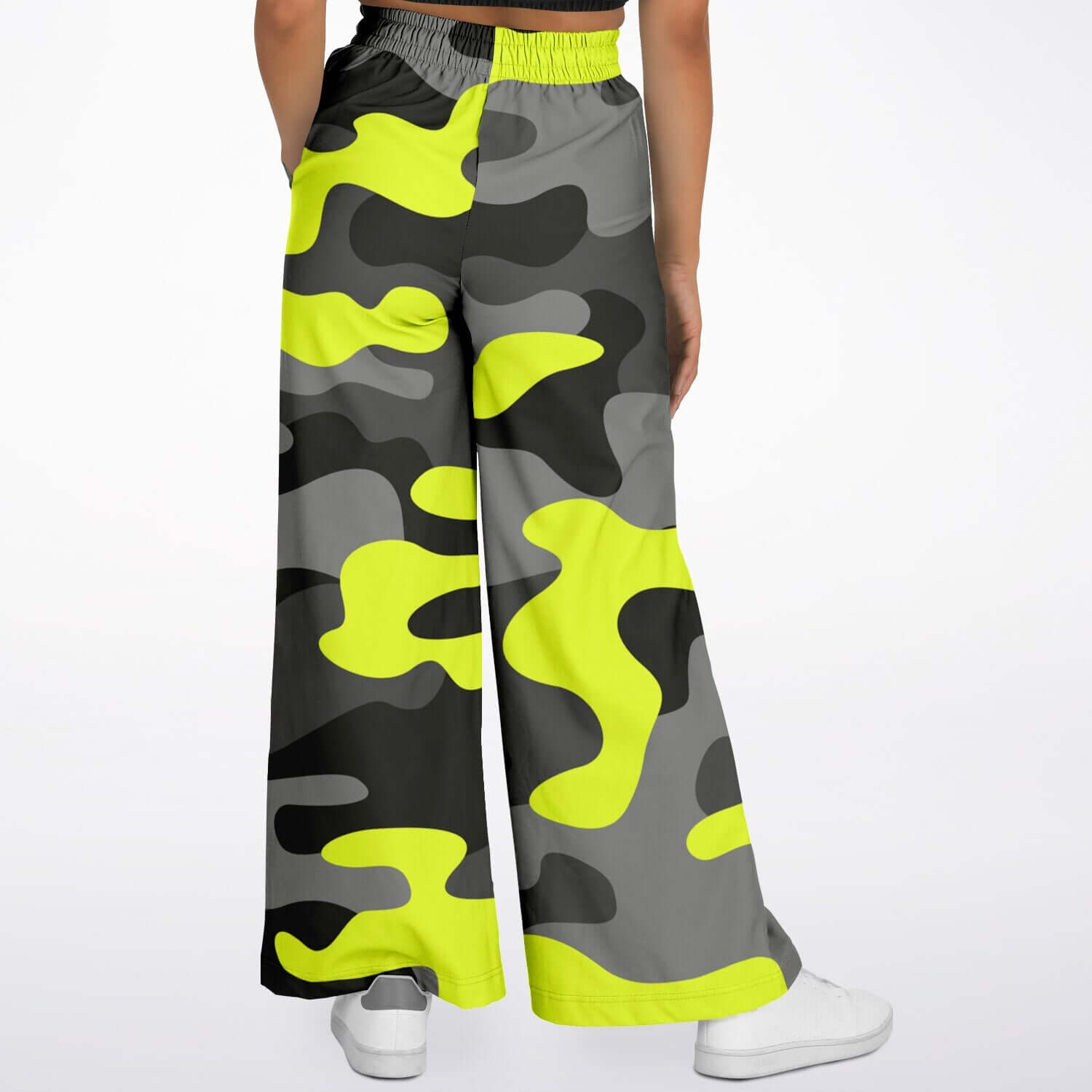 Camo Wide Leg Pants For Women | Olive Black & Yellow