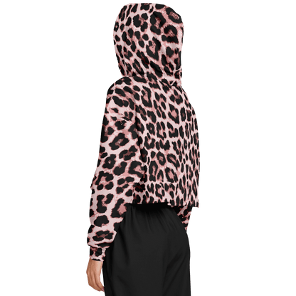 Leopard Cropped Hoodie | Black & Pippin Pattern