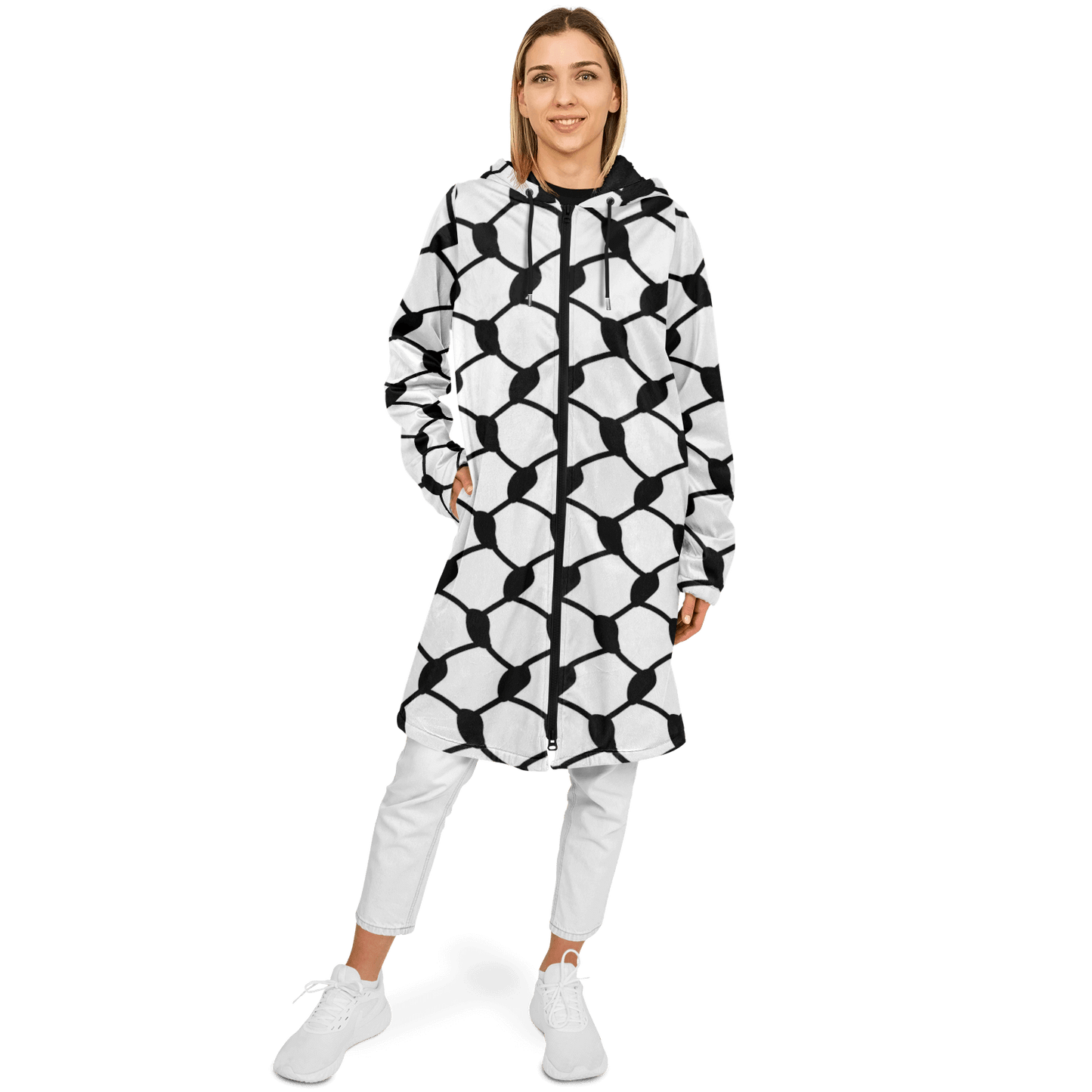 Keffiyeh Cloak With a Zipper | Black & White HD Print