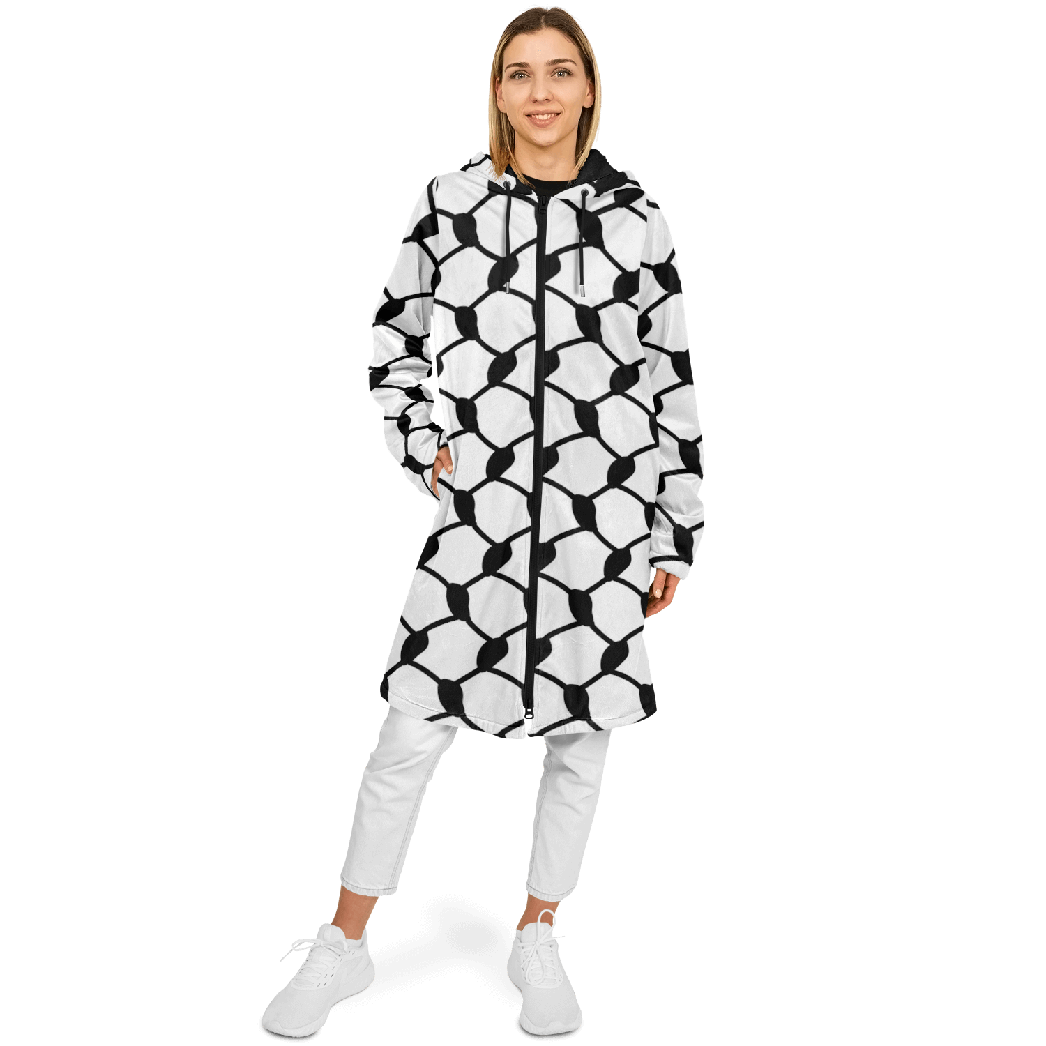 Keffiyeh Cloak With a Zipper | Black & White HD Print