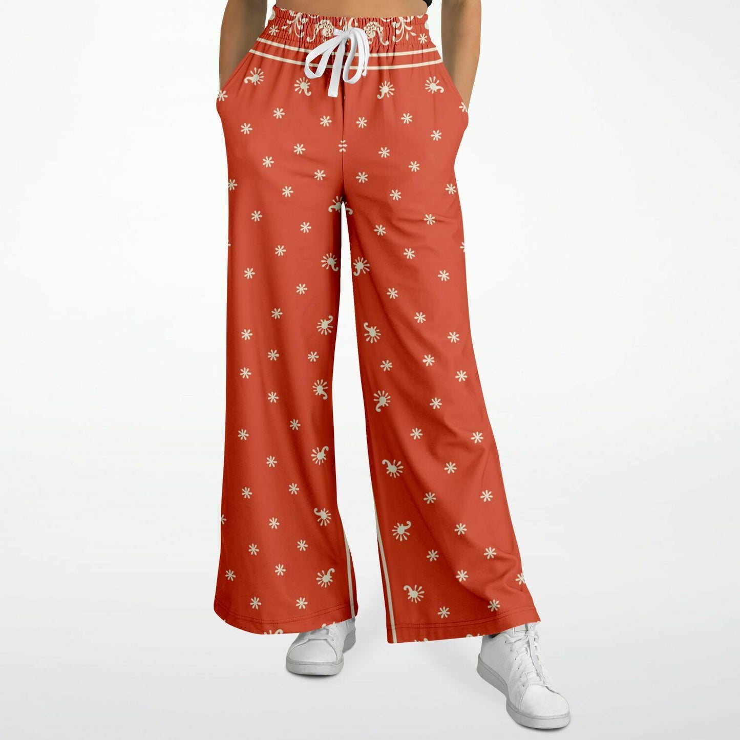 Women's Wide Leg Pants | Red Bandana HD Print