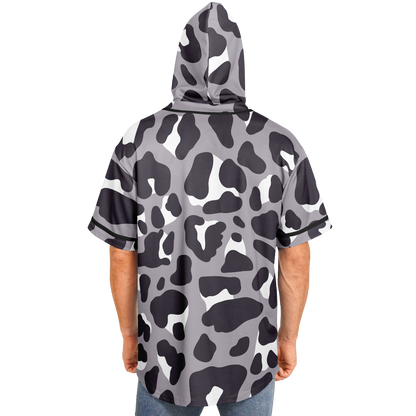 Hooded Baseball Jersey | Monochrome Leopard