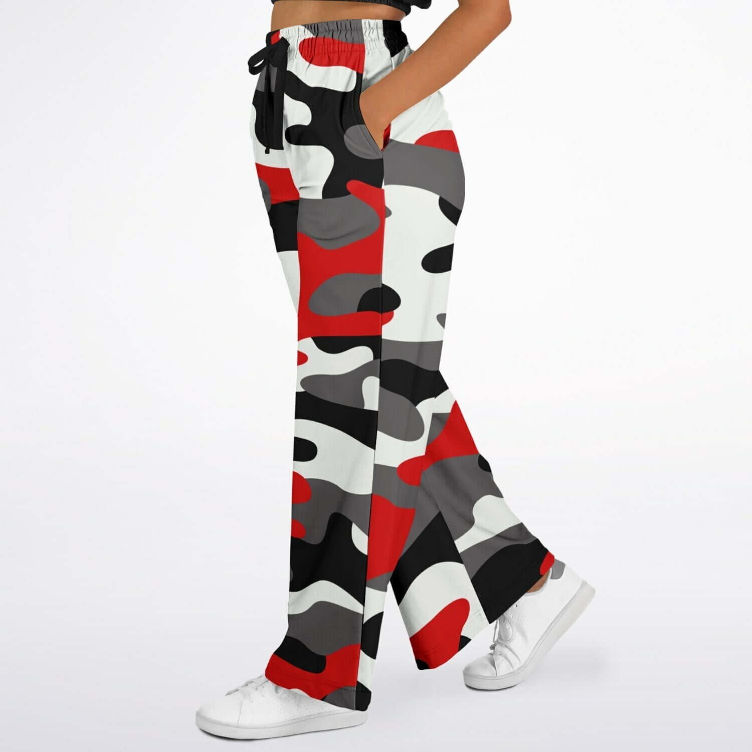 Camo Wide Leg Pants For Women | Milano Red Black & White