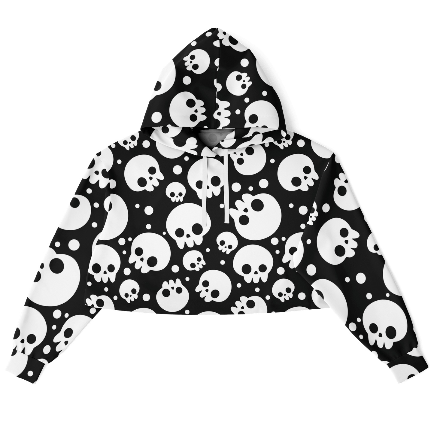 Skulls Cropped Hoodie For Women | Black & White