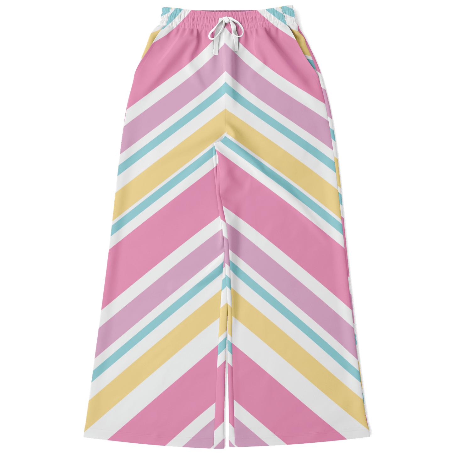 Women's Wide Leg Pants | Pink Yellow White Pastel Rainbow