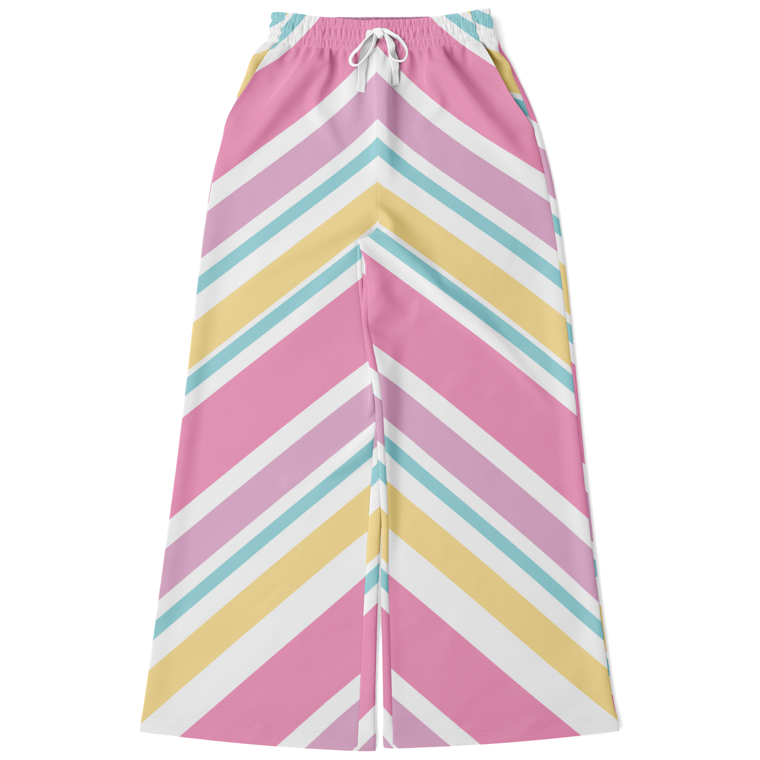 Women's Wide Leg Pants | Pink Yellow White Pastel Rainbow