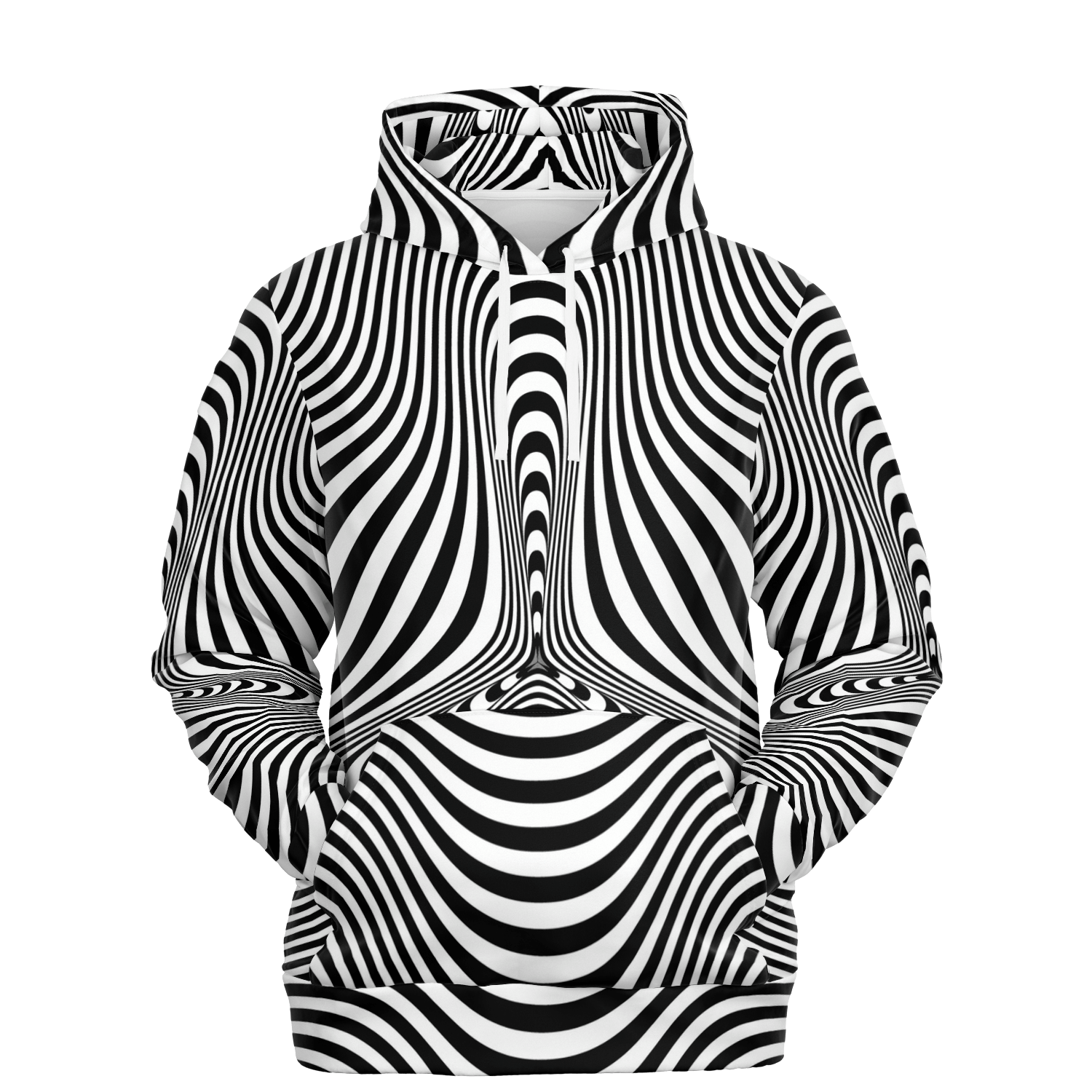 Psychedelic Hoodie | Hypnotic Pattern With Black & White Striped