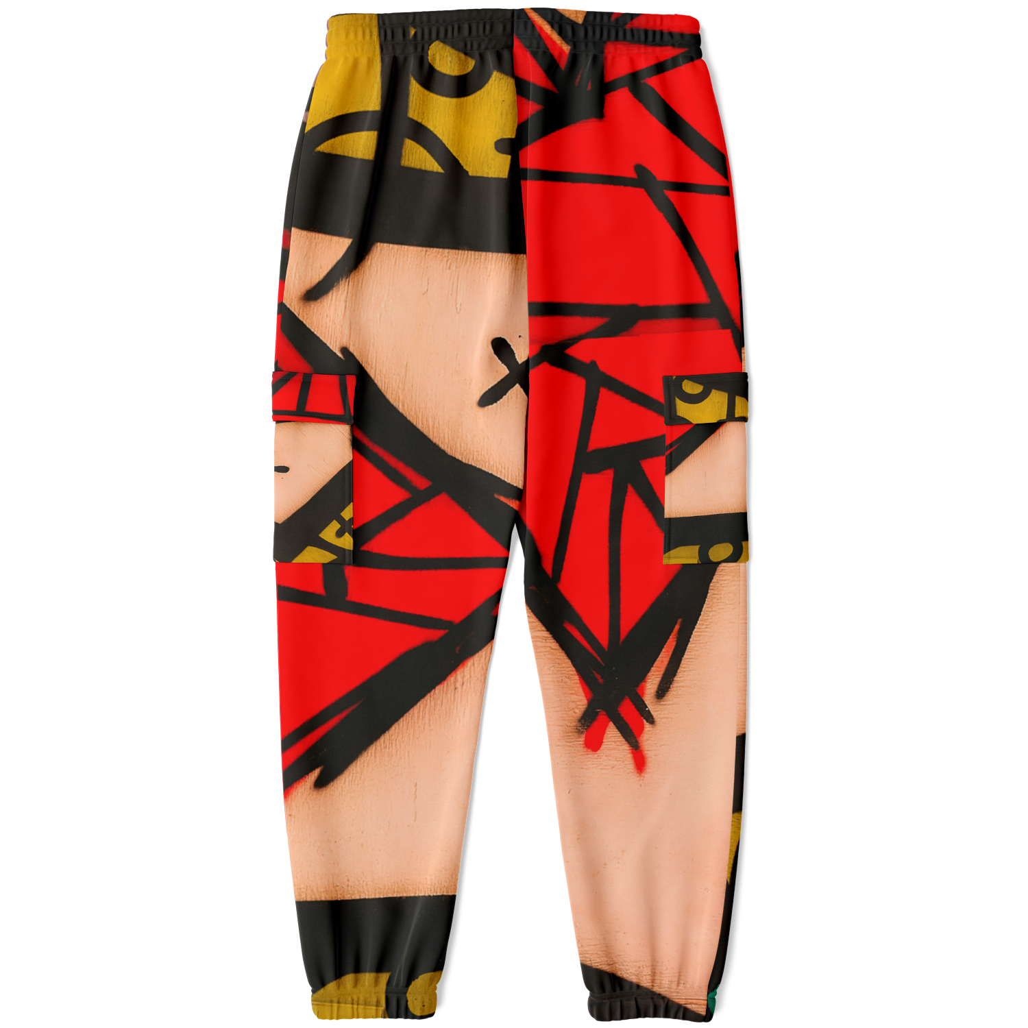 Abstract Red Cargo Sweatpants | HD Print