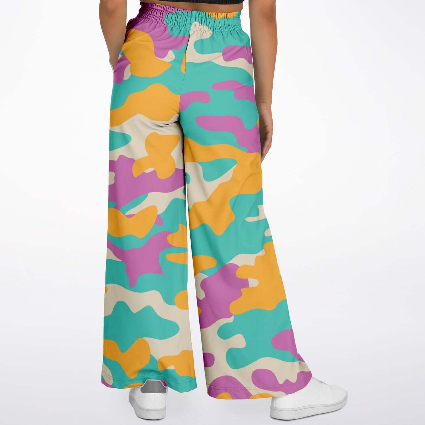 Women's Camo Wide Leg Pants | Yellow Orange & Deep Blush