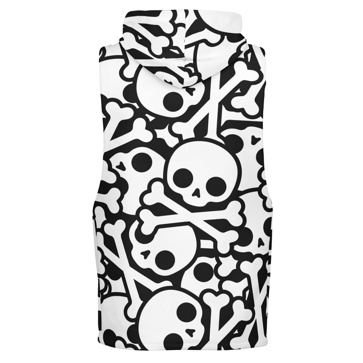 Sleeveless Hoodie For Men | Black & White Skulls