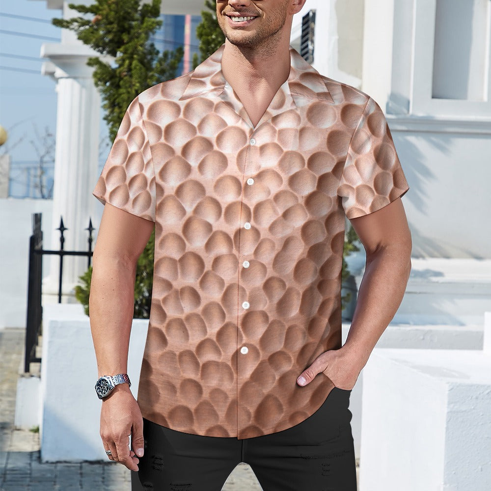 Chemise à col cubain de style cuivre pour hommes