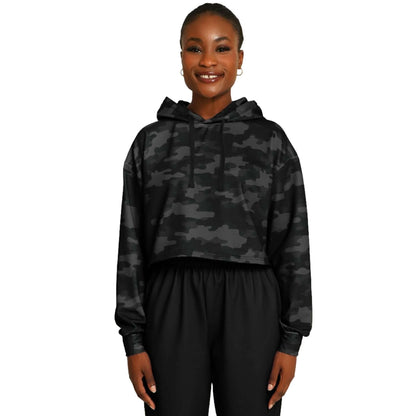 Military Black Camo Cropped Hoodie