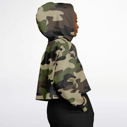 Camo Cropped Hoodie | Mongoose Green & Dark Olive