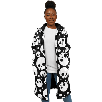 Black & White Skulls Cloak With a Zipper