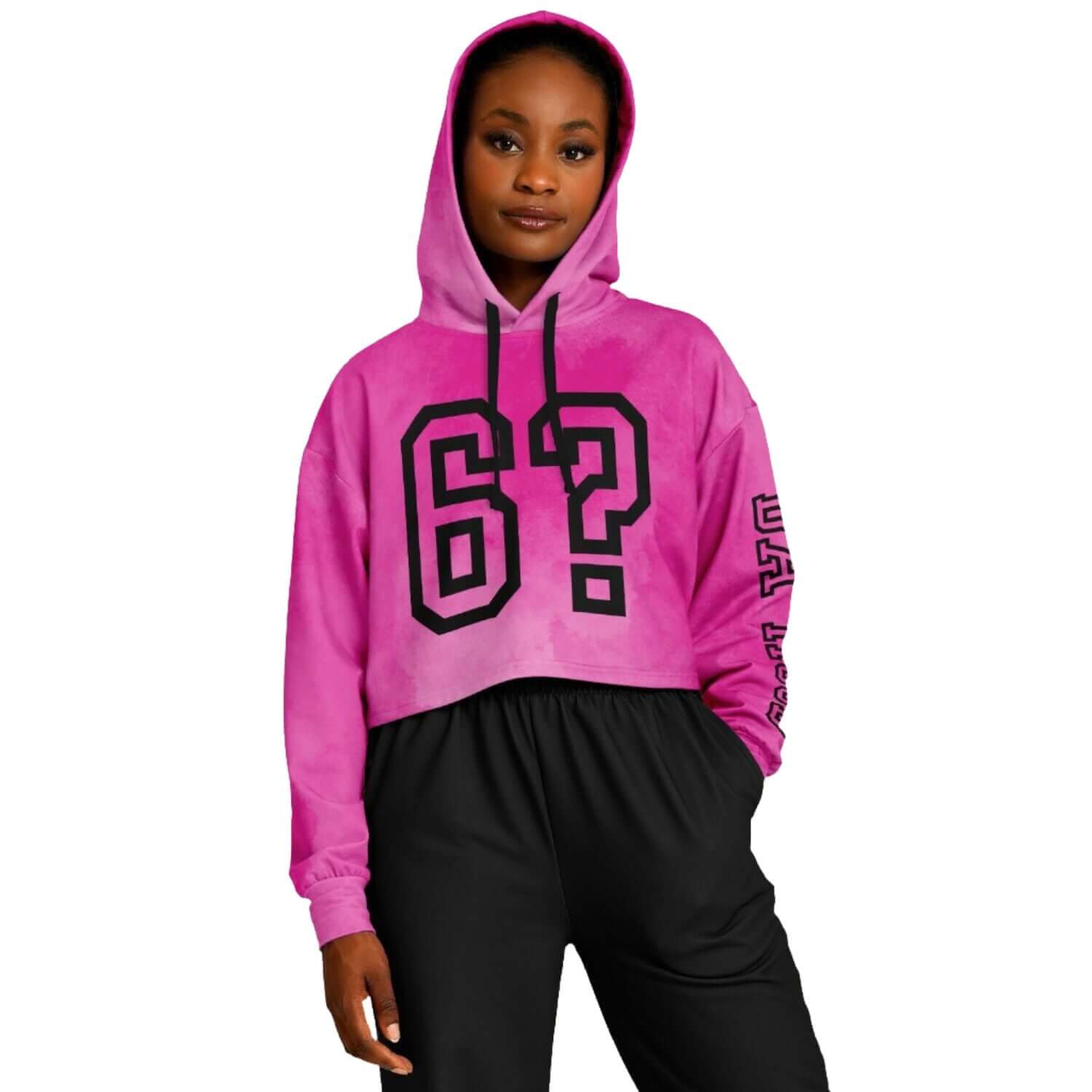 Pink Cropped Hoodie | 6? Da Hood