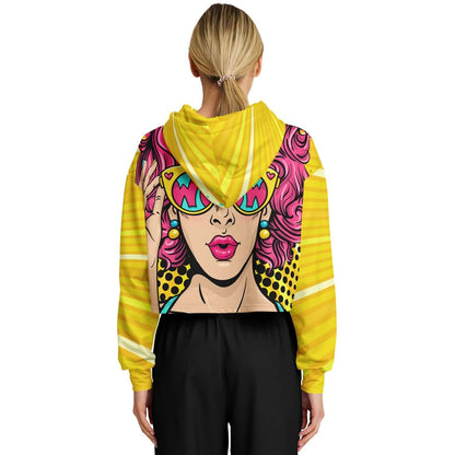 WOW Lady Yellow Cropped Hoodie