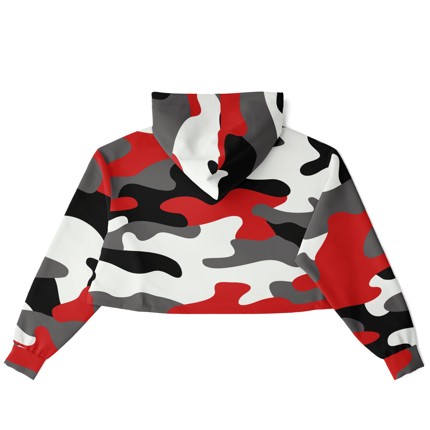 Red Black & White Camo Cropped Hoodie