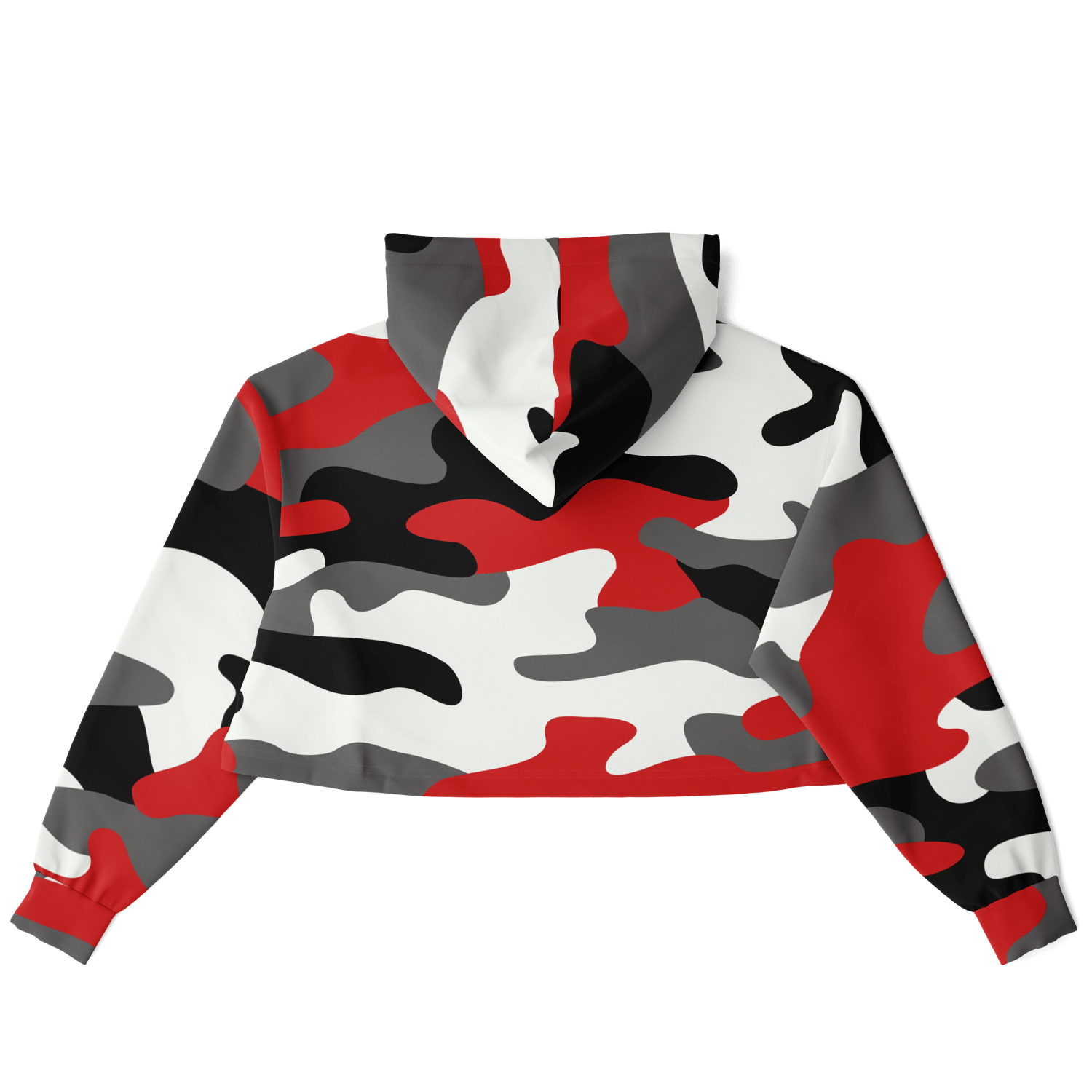 Red Black & White Camo Cropped Hoodie