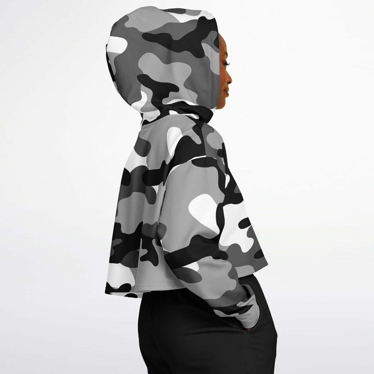 Black & White Camo Cropped Hoodie | LUSH