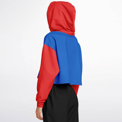 Red & Blue Pop Art Cropped Hoodie