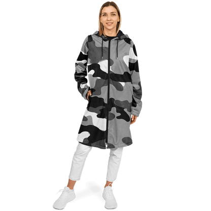 Gray Black & White Camo Cloak With a Zipper