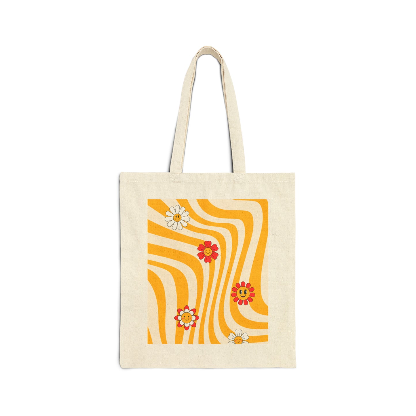 Cotton Canvas Tote Bag | Happy Flowers - Ribooa