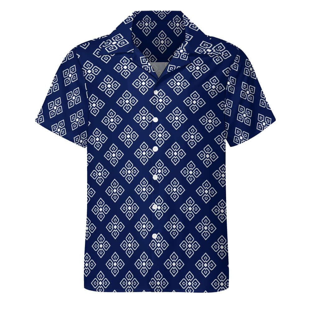 Blue Ethnic Pattern | Cuban Collar Shirt