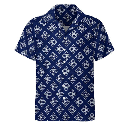 Blue Ethnic Pattern | Cuban Collar Shirt