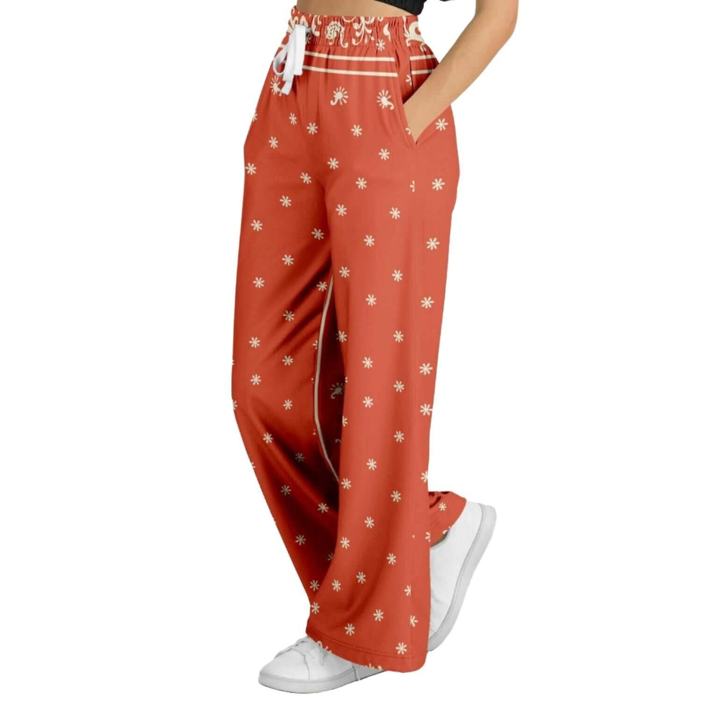 Women's Wide Leg Pants | Red Bandana HD Print