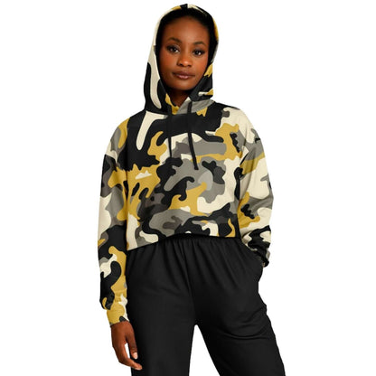 Black & Brown Cropped Camo Hoodie