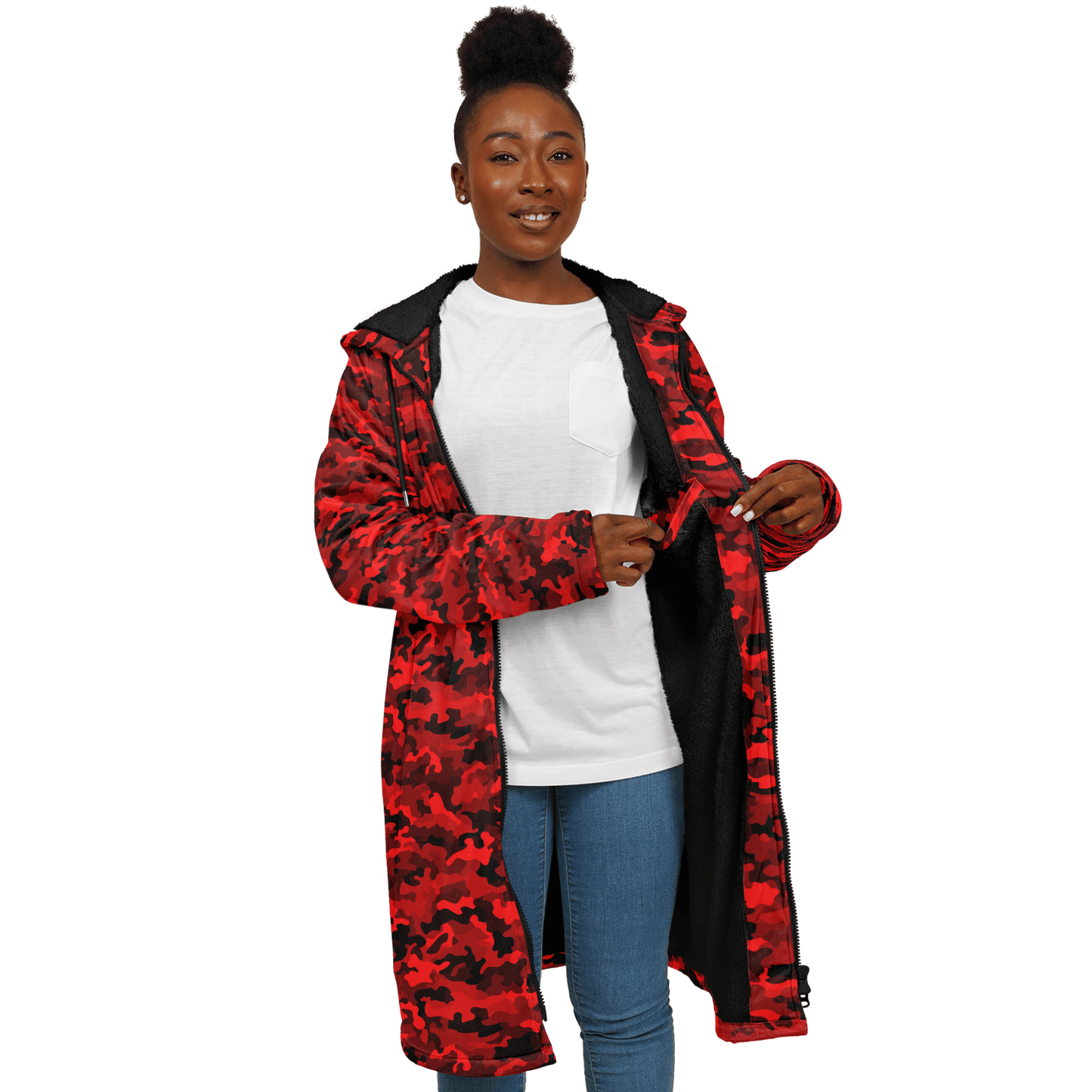 Army Red Camo Cloak With a Zipper | Ribooa