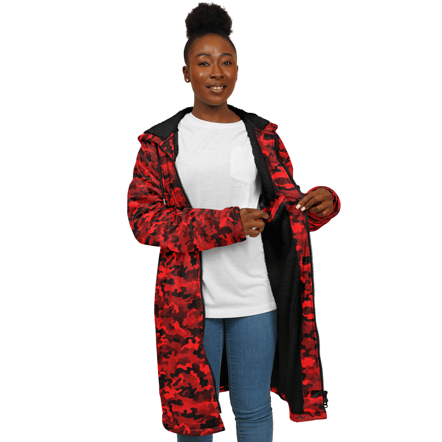 Army Red Camo Cloak With a Zipper | Ribooa