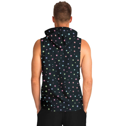 Black Sleeveless Hoodie For Men | Confetti Stars