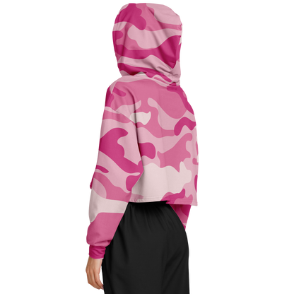 Lavender Pink Camo Cropped Hoodie For Women