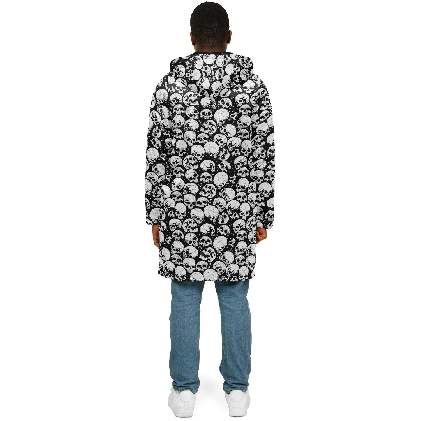 Skulls Zipper Cloak | Black & White