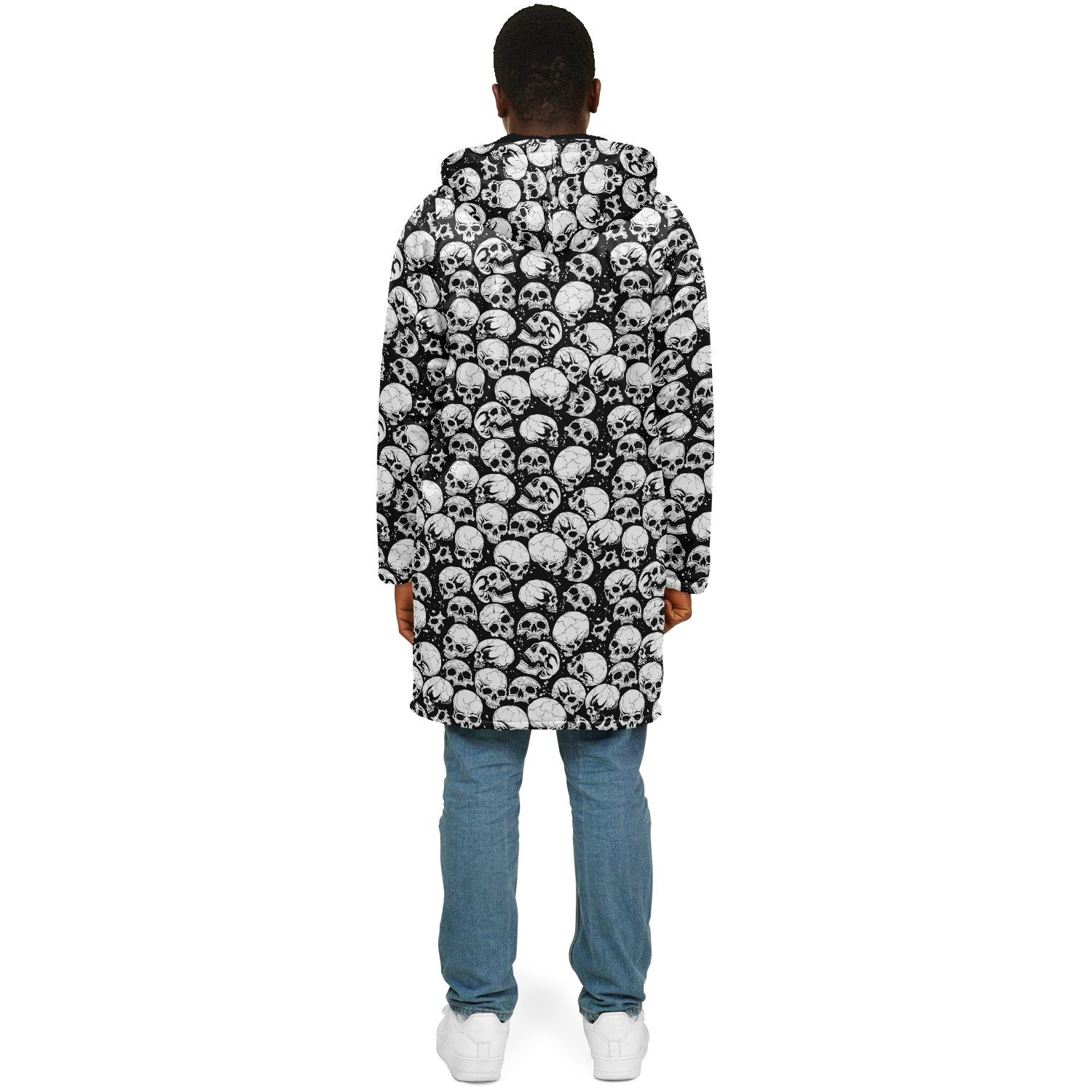 Skulls Zipper Cloak | Black & White