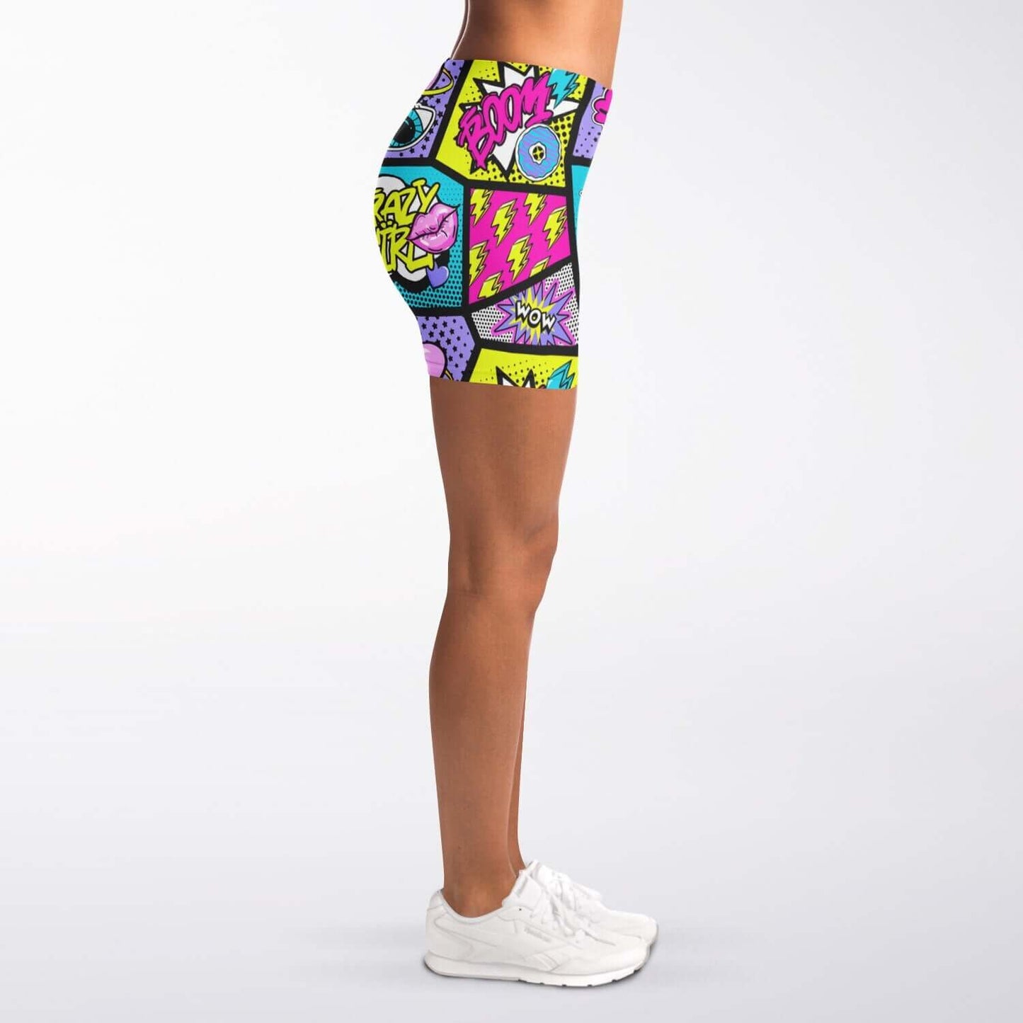 Short Leggings | Pink Blue Yellow Pop Art