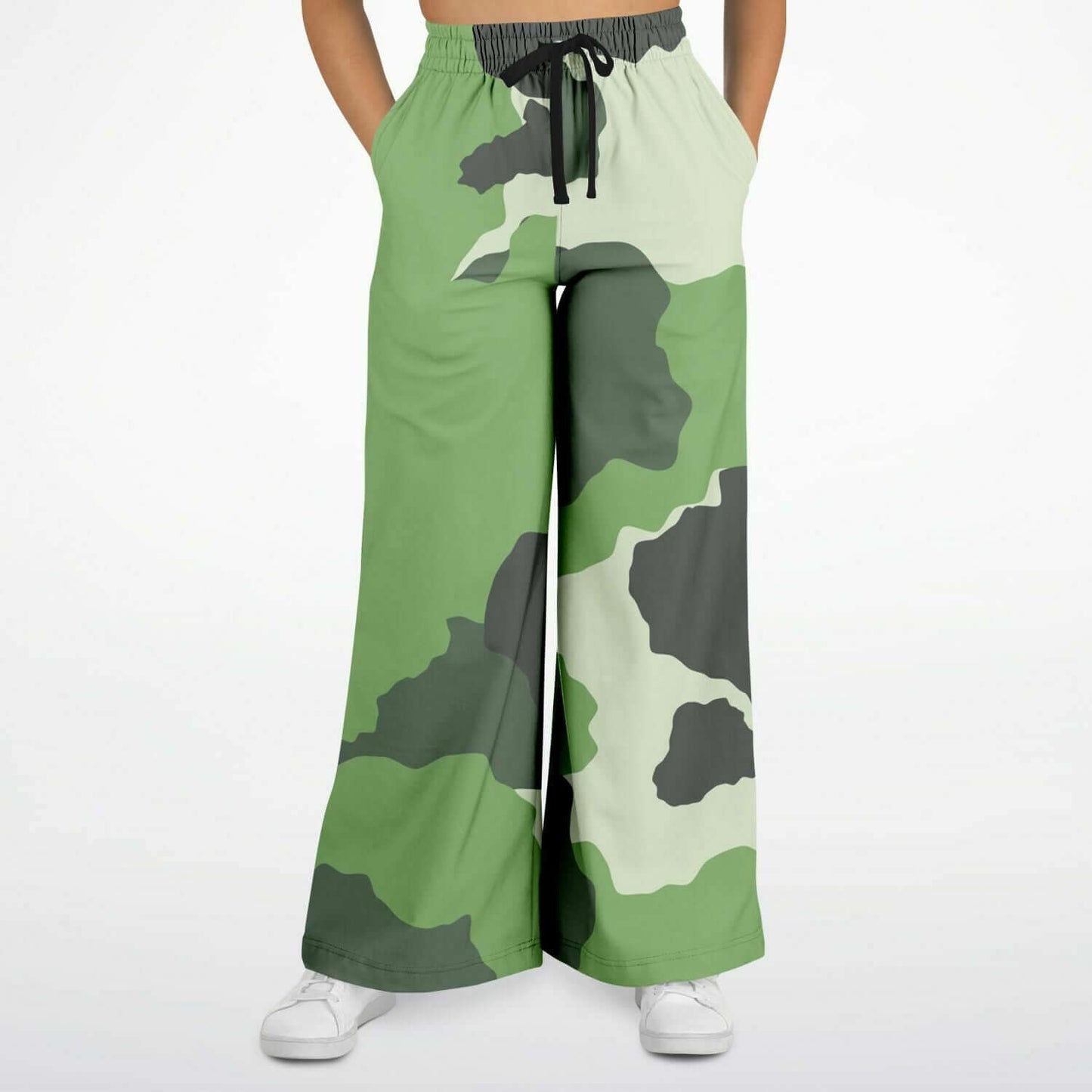 Women's Wide Leg Pants | Commando Green HD Print