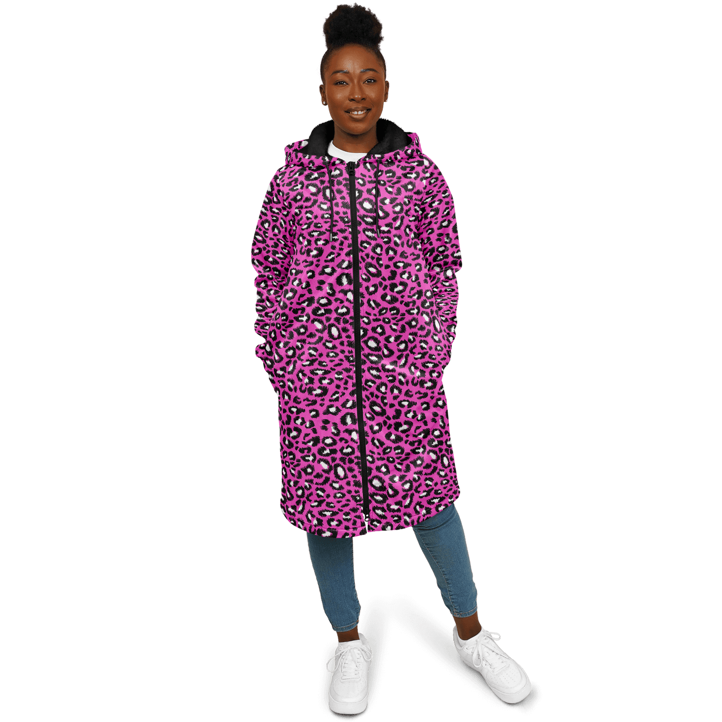 Pink Leopard Cloak With a Zipper