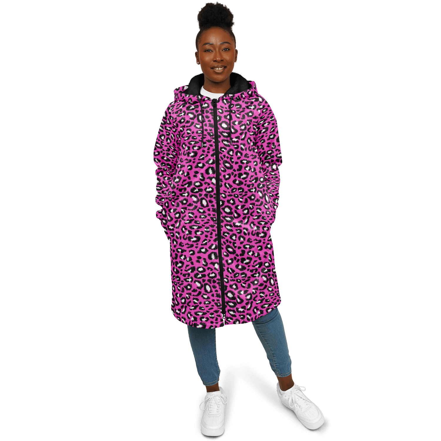 Pink Leopard Cloak With a Zipper