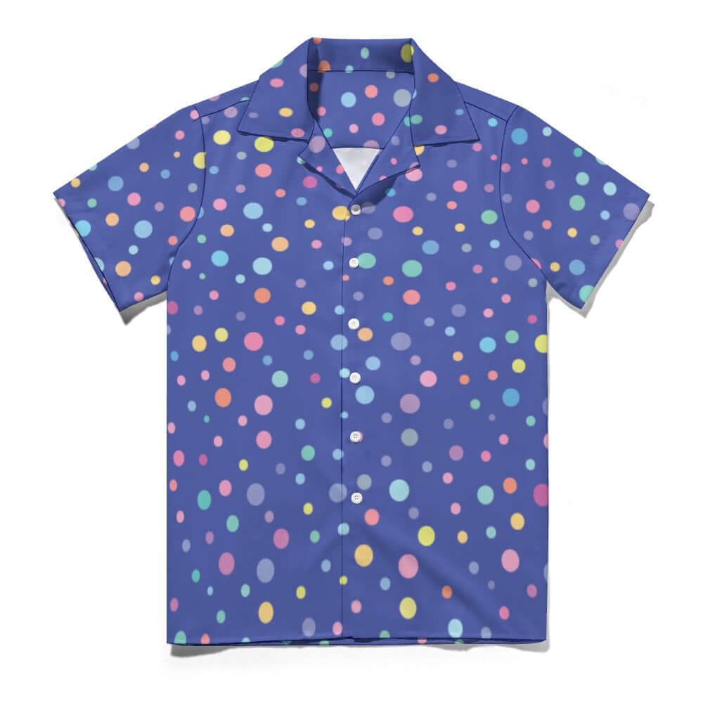 San Marino Blue Polka Dots Cuban Collar Shirt