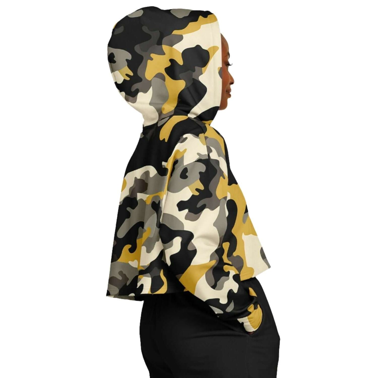 Black & Brown Cropped Camo Hoodie