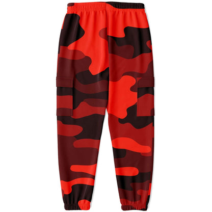 Scarlet Red & Black Camouflage Cargo Sweatpants