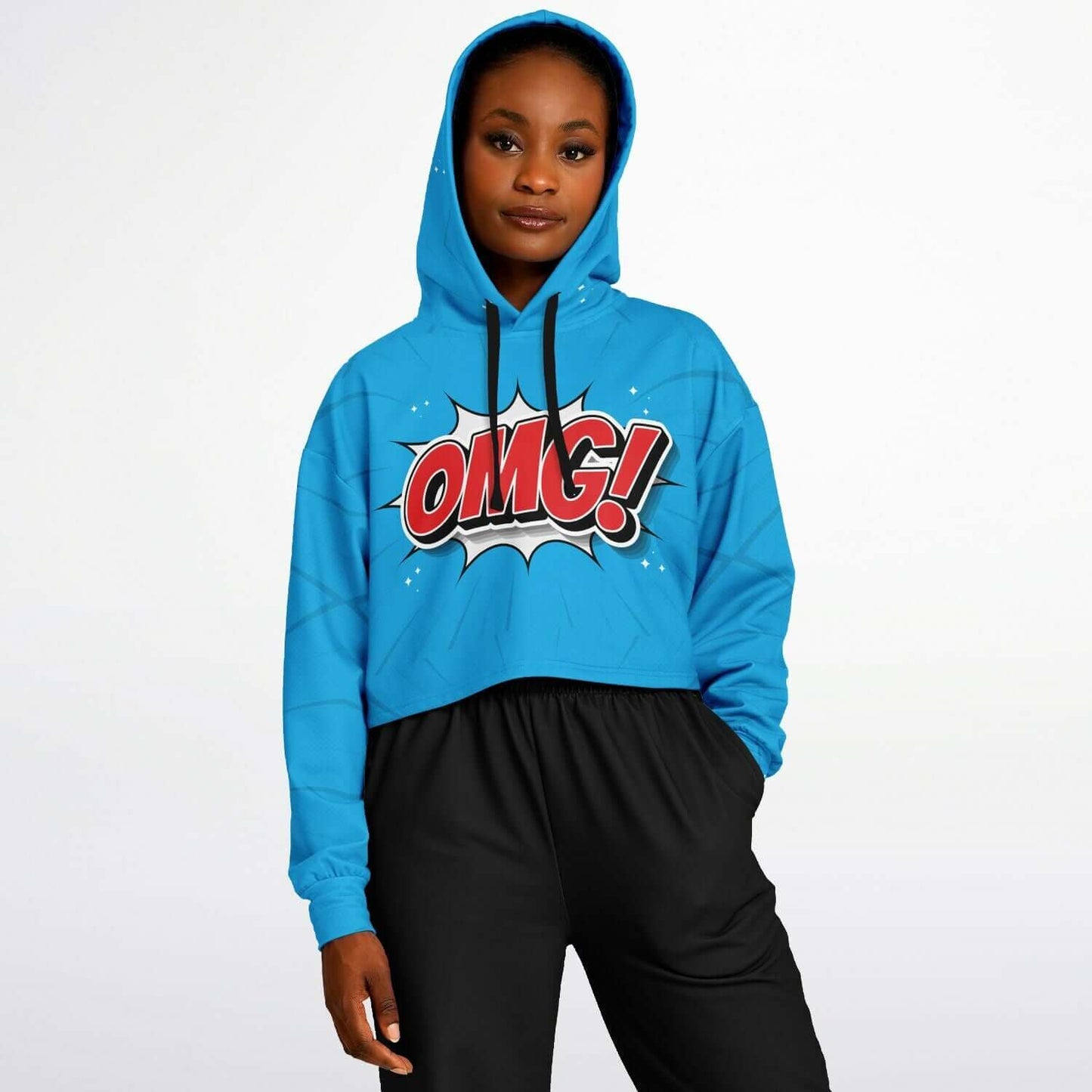 Red & Blue OMG Cropped Hoodie